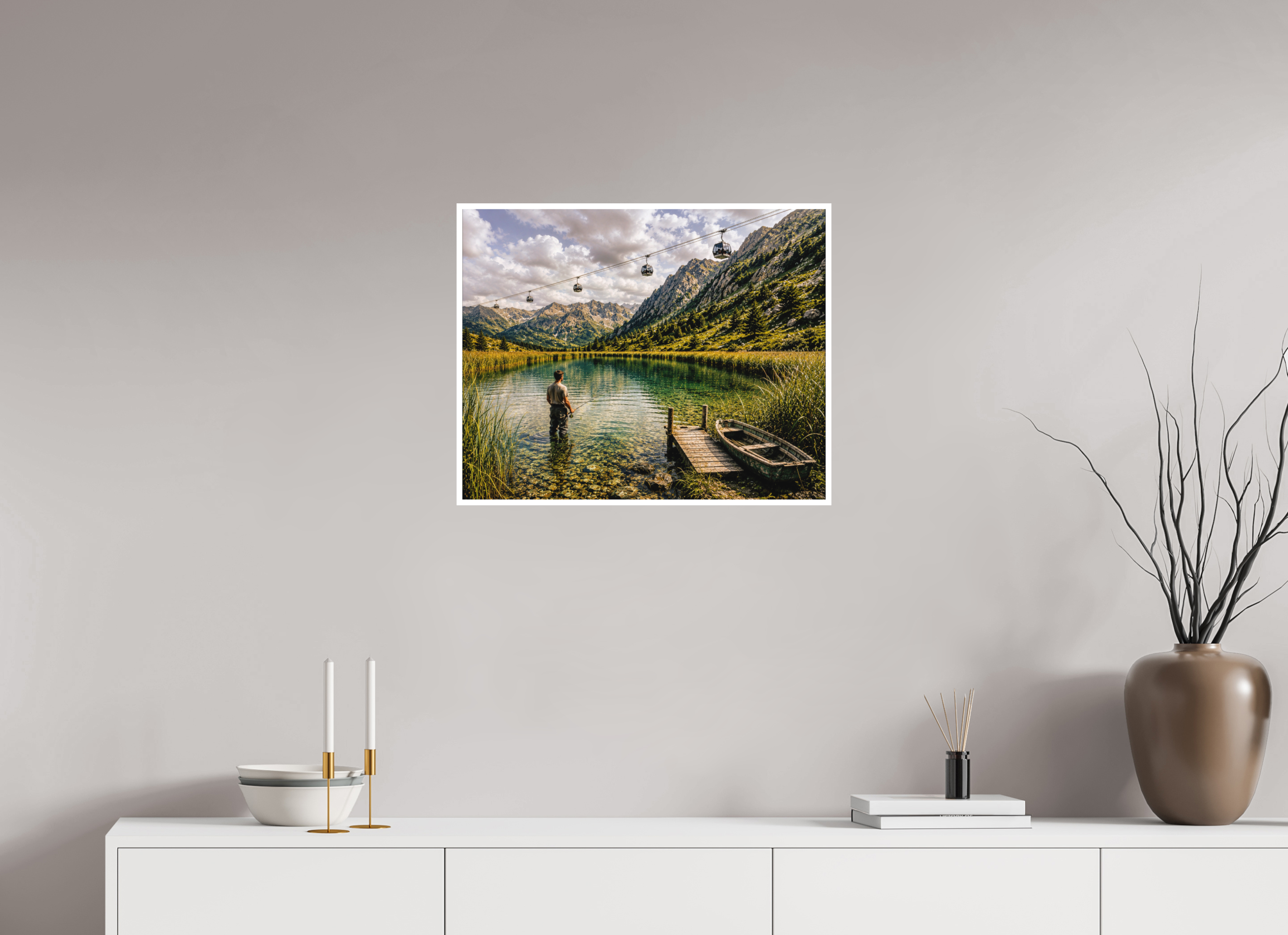 62,6 x 50 cm, Hahnemühle William Turner Alpine Lake - Autumn